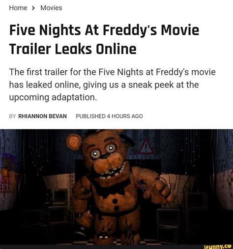 fnaf trailer leak|Five Nights at Freddys Movie Trailer Leaks Online